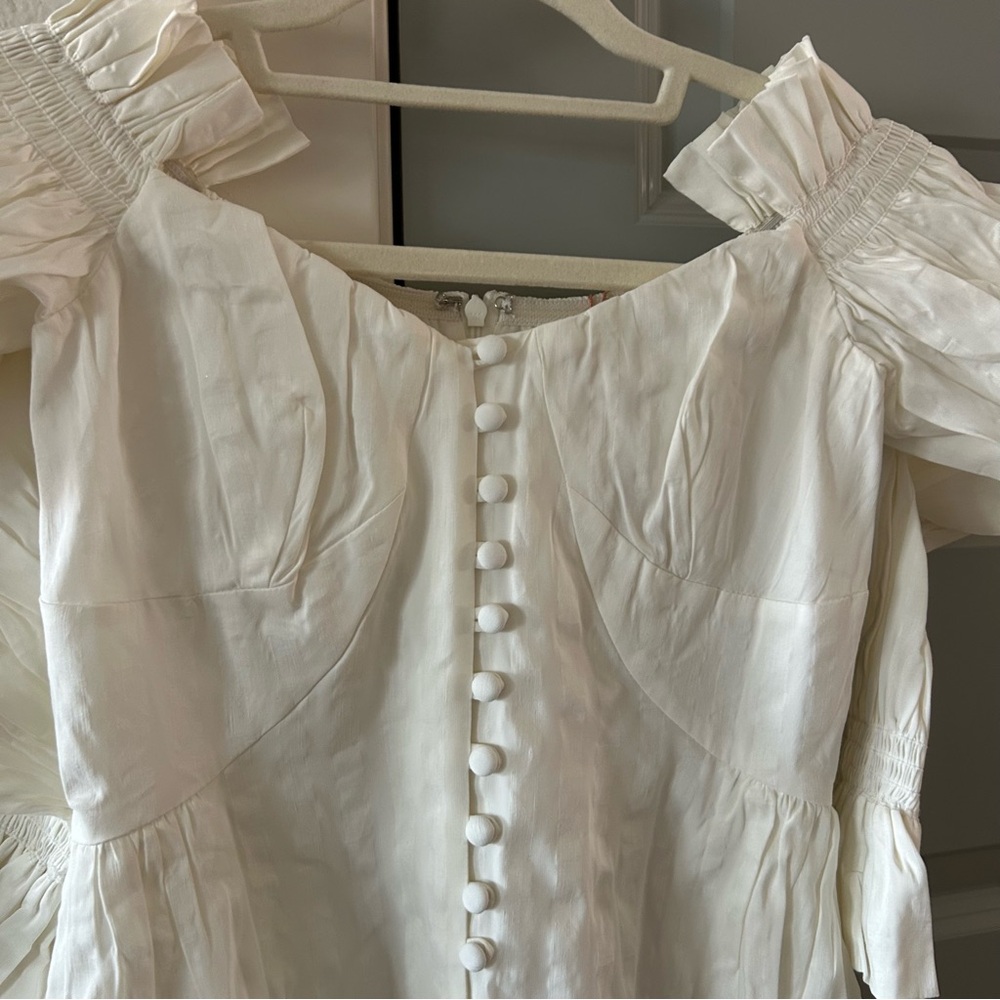 NWT Cult Gaia Simona Off Shoulder Button Front Linen Midi Dress - Picture 5 of 7